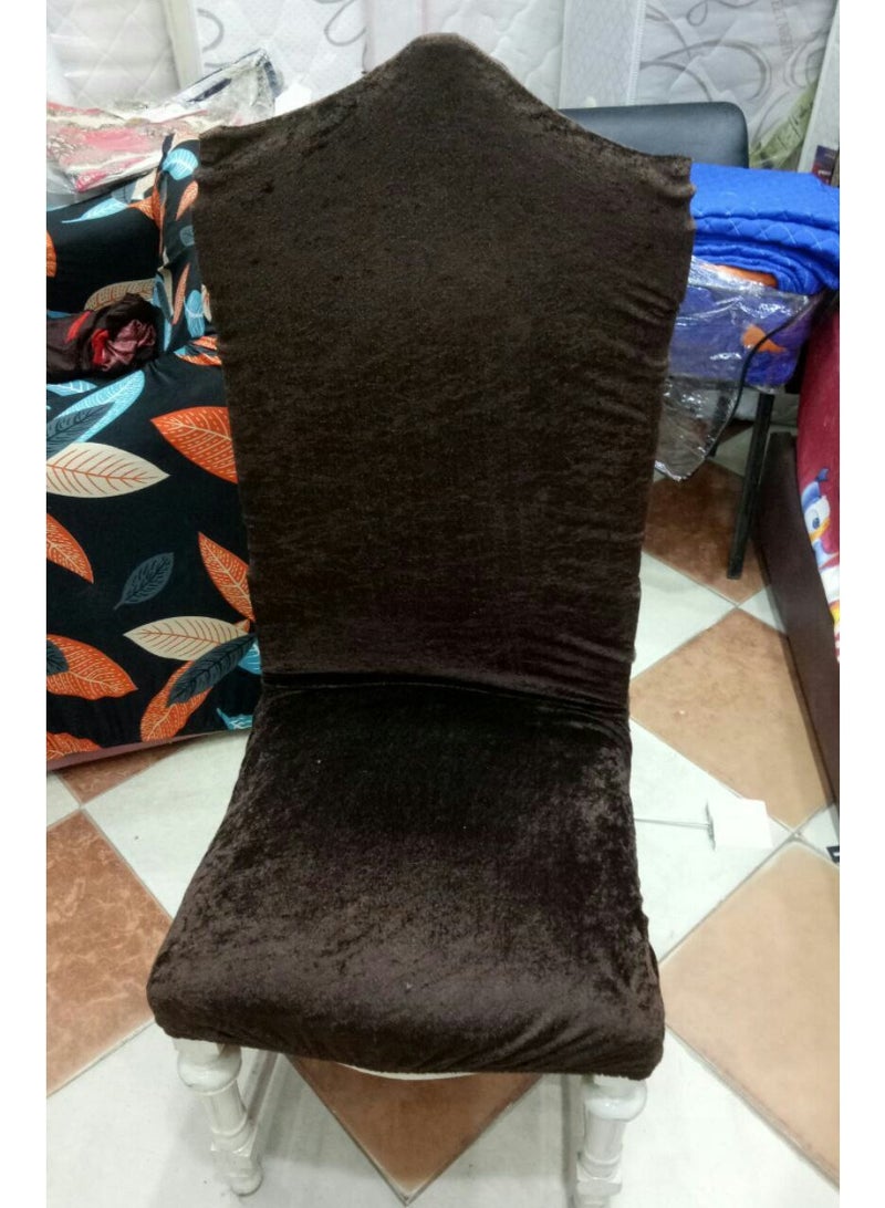 Velvet Dining Cair Cover (6 Pieces) Brown - Image 2